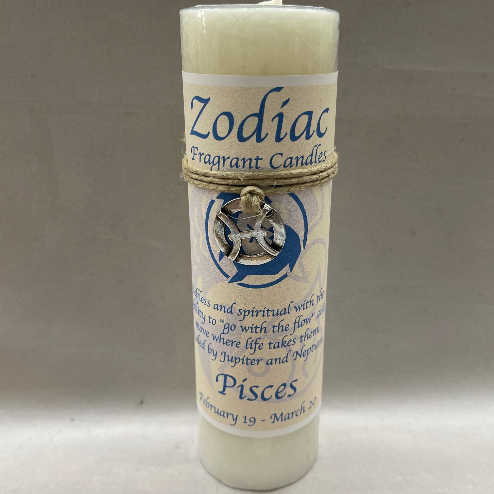 Zodiac Candle Pisces Scented Candle / Pewter Pendant