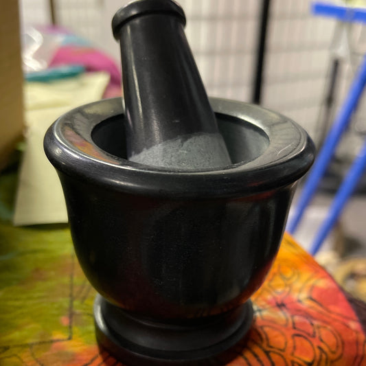 Black mortar and pestle