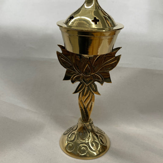 Lotus brass incense cone burner