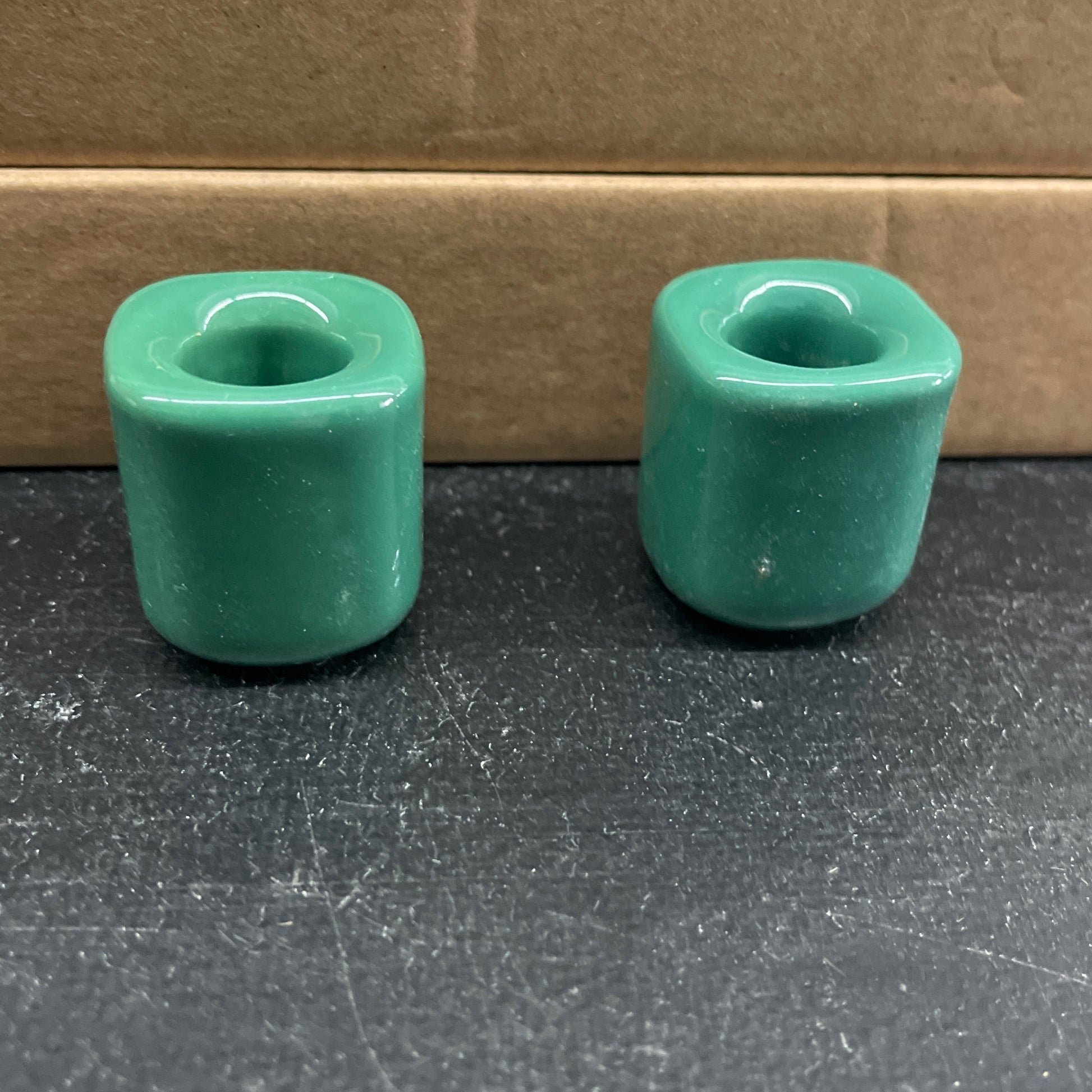 Green ceramic chime candle holder