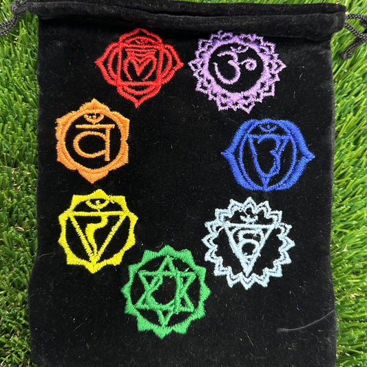 7 Chakras Embroidered velvet Bag