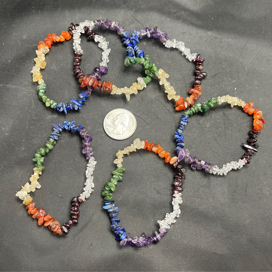 7 Chakra Chip Bracelets $5