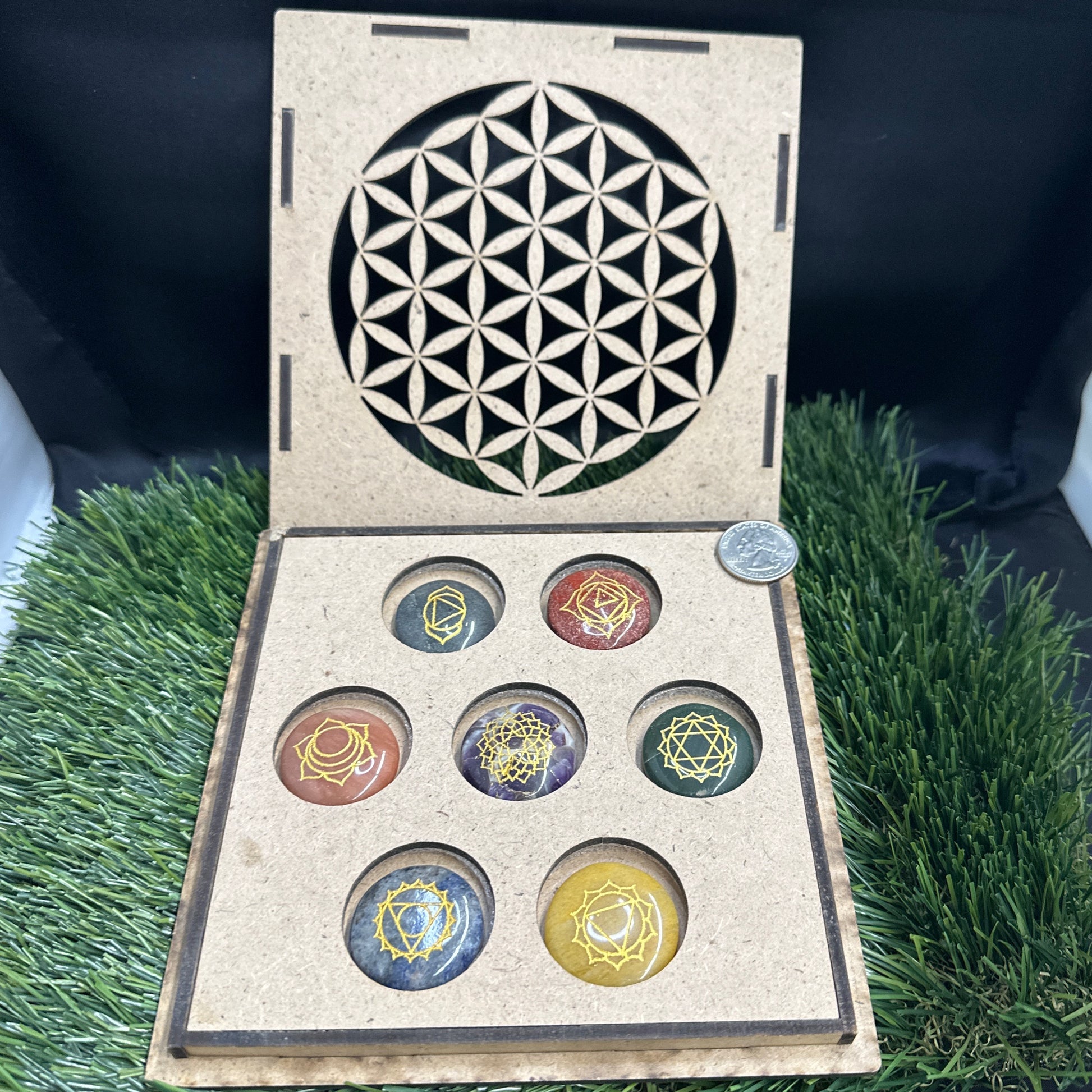 Flower of Life chakra set (round stones)