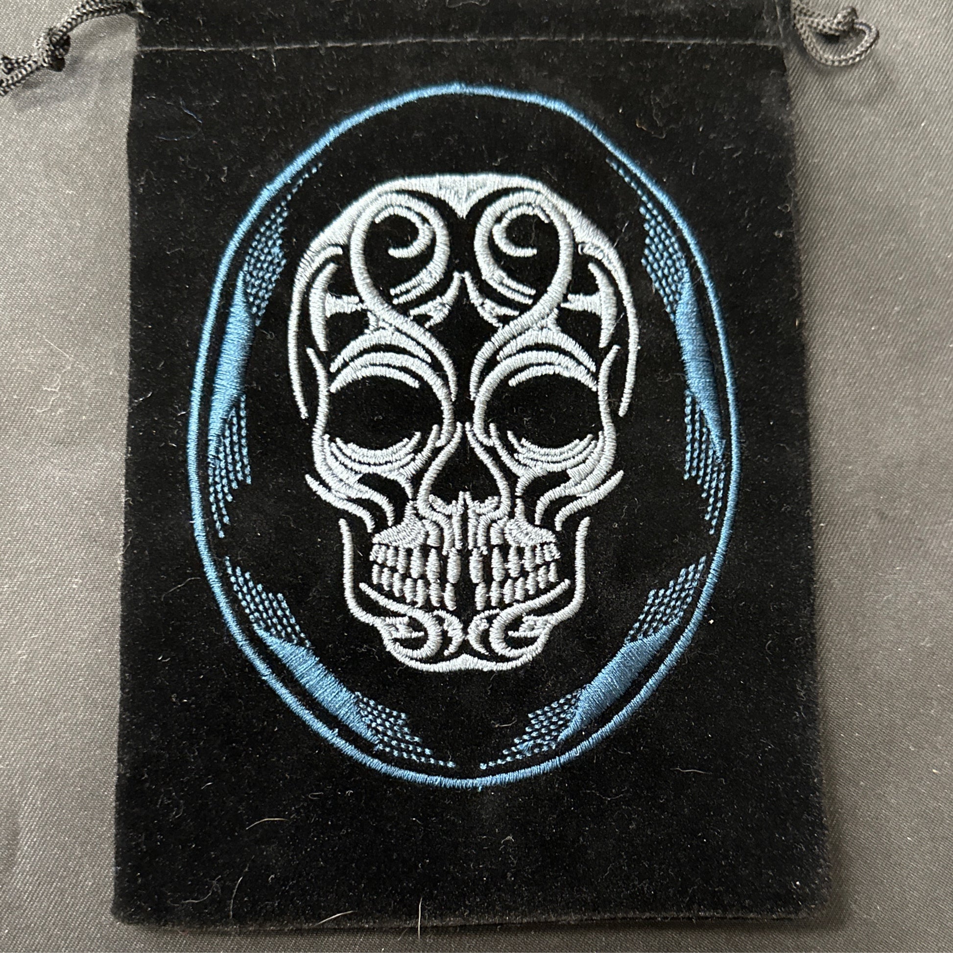 Embroidered Skull velvet tarot bag