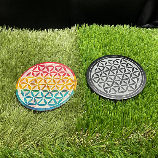 Flower of life soapstone incense plate