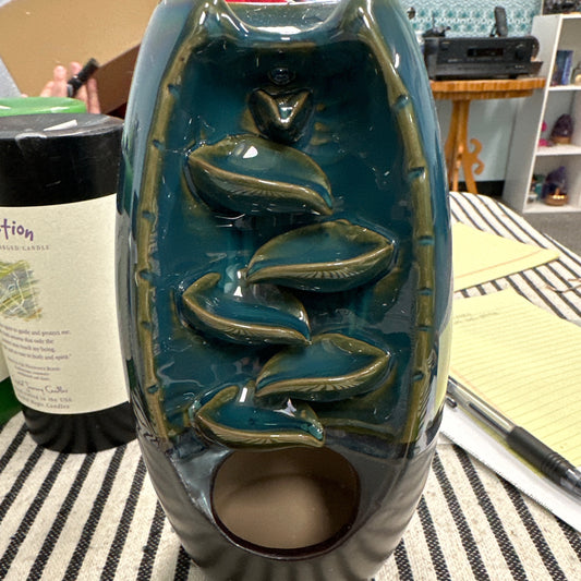 Teal Ceramic Backflow Incense Burner