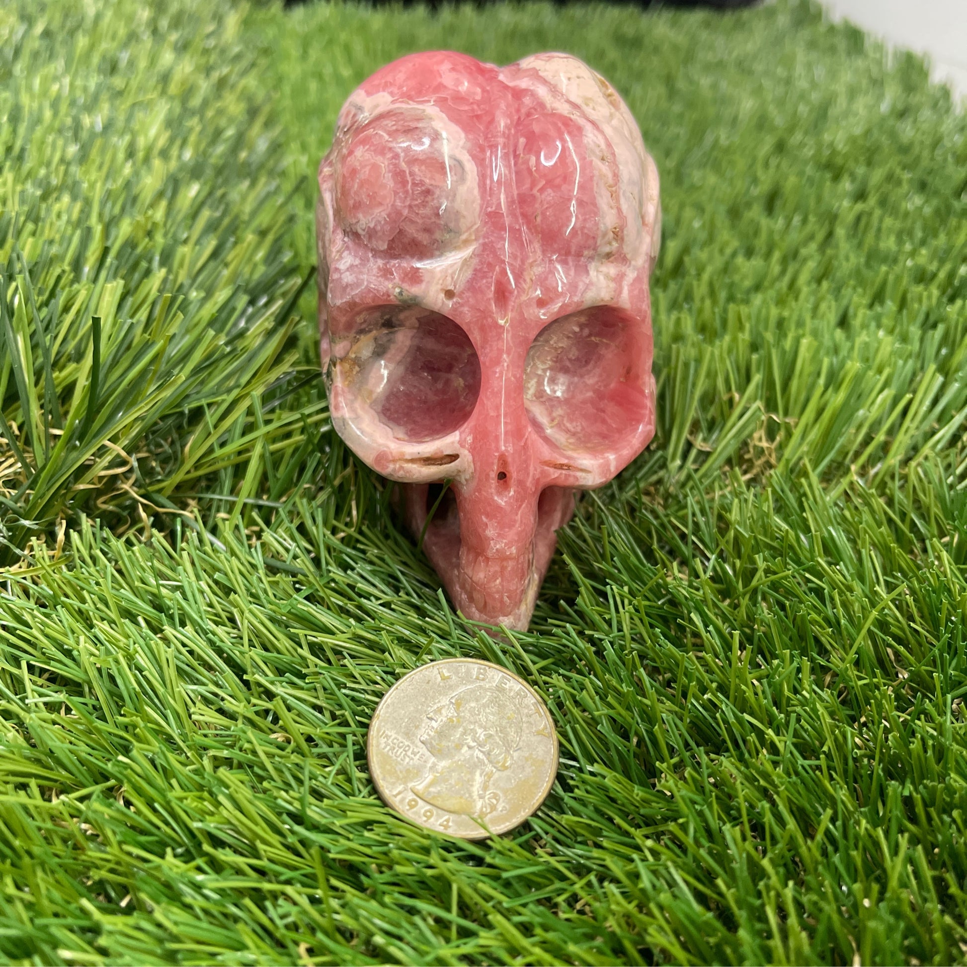 Rhodochrosite Alien Skull