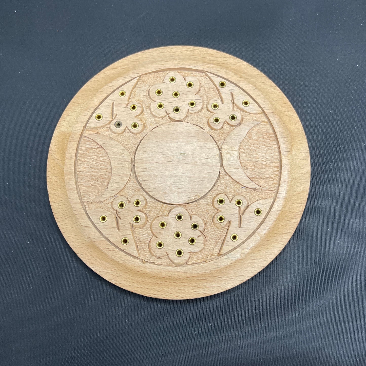 Triple Moon Carved Incense Plate