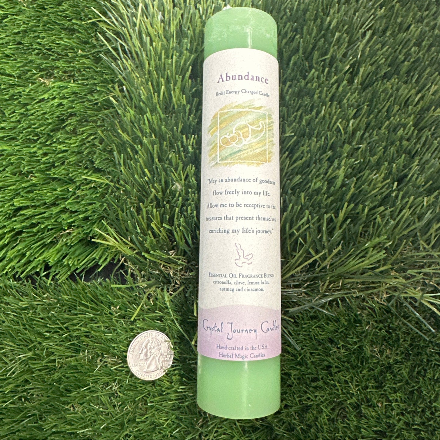 Reiki Herbal Pillar Candle: Abundance