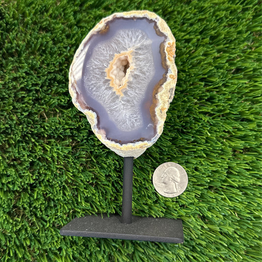 Agate Geode on Metal Stand