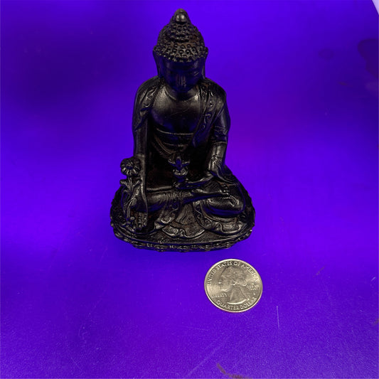 Black Buddha Resin Statue 4"