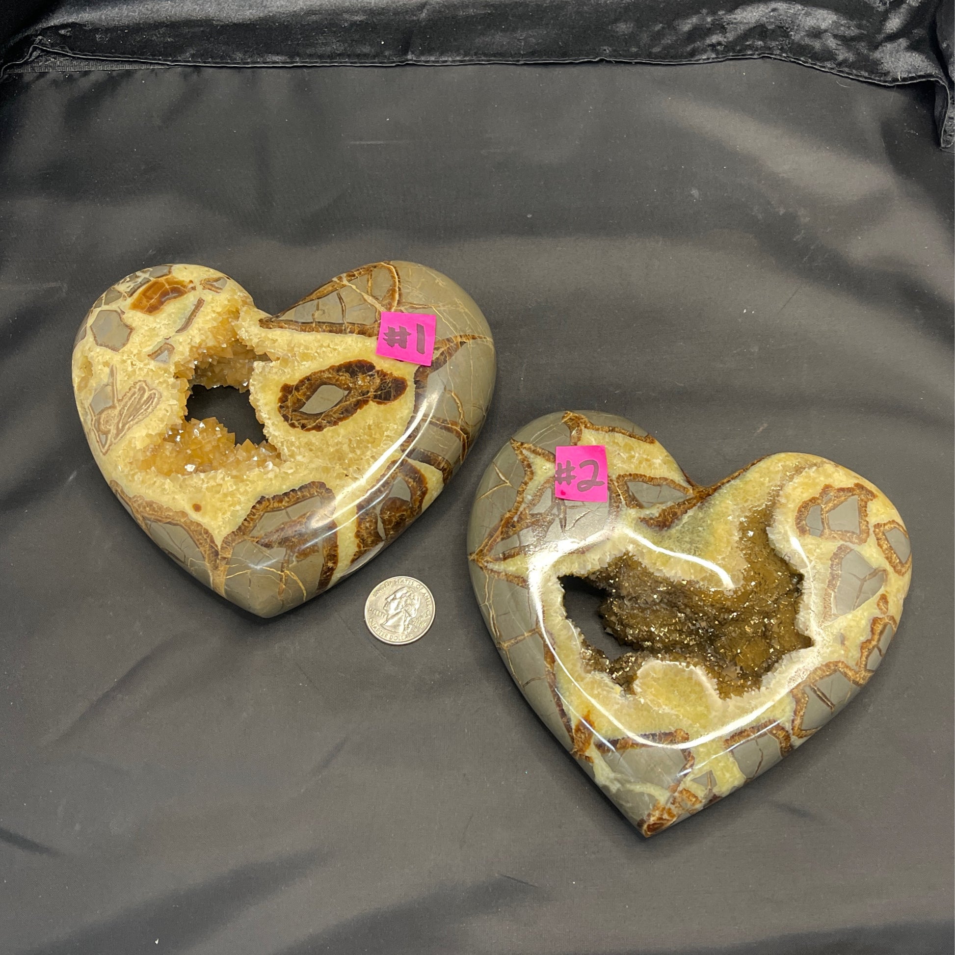 Septarian Druzy hearts