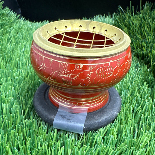 Red & Gold Brass Charcoal Burner 2 1/2'