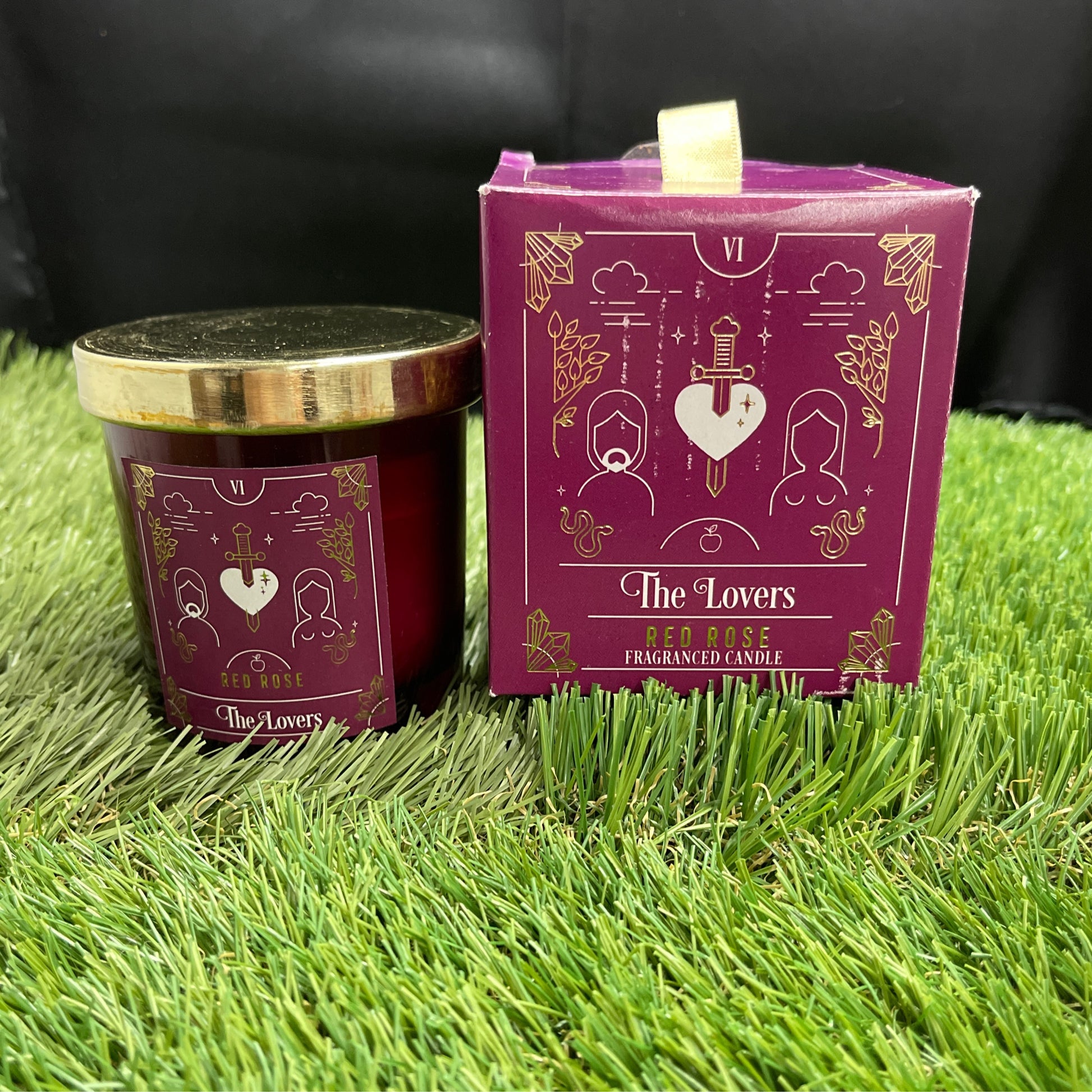 The Lovers Card Candle - Red Rose