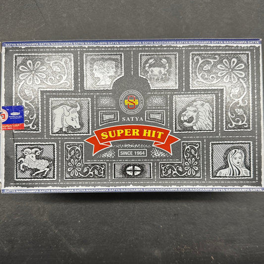 Super Hit (Superhit) Stick Incense, 15 Gram (12 to 15 Stick) Box, Satya Nag Champa Variety