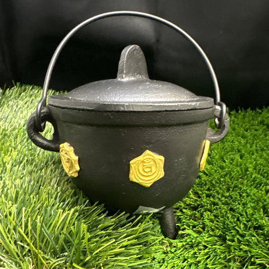 Seven chakra cast iron cauldron