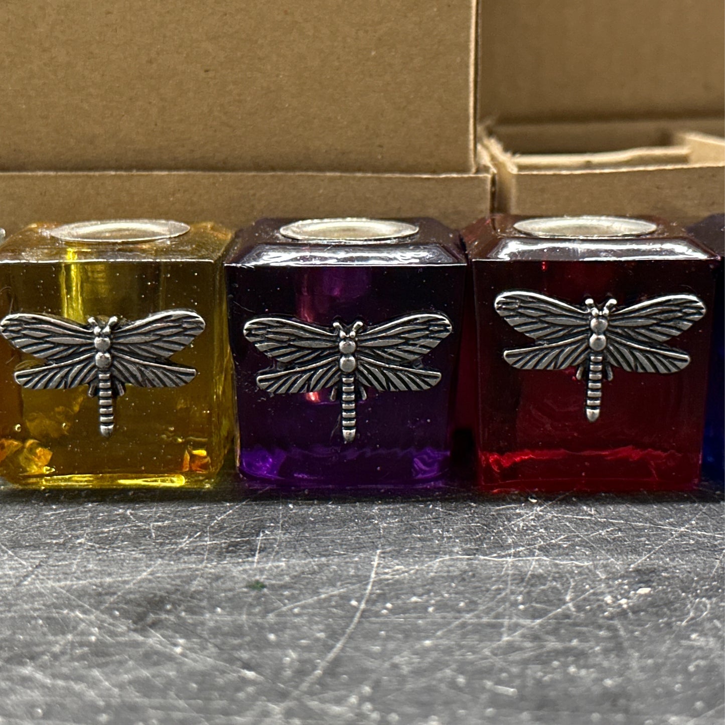 Dragonfly glass chime candle holder