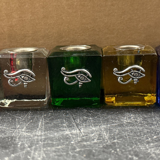 Eye of Horus glass candle holder