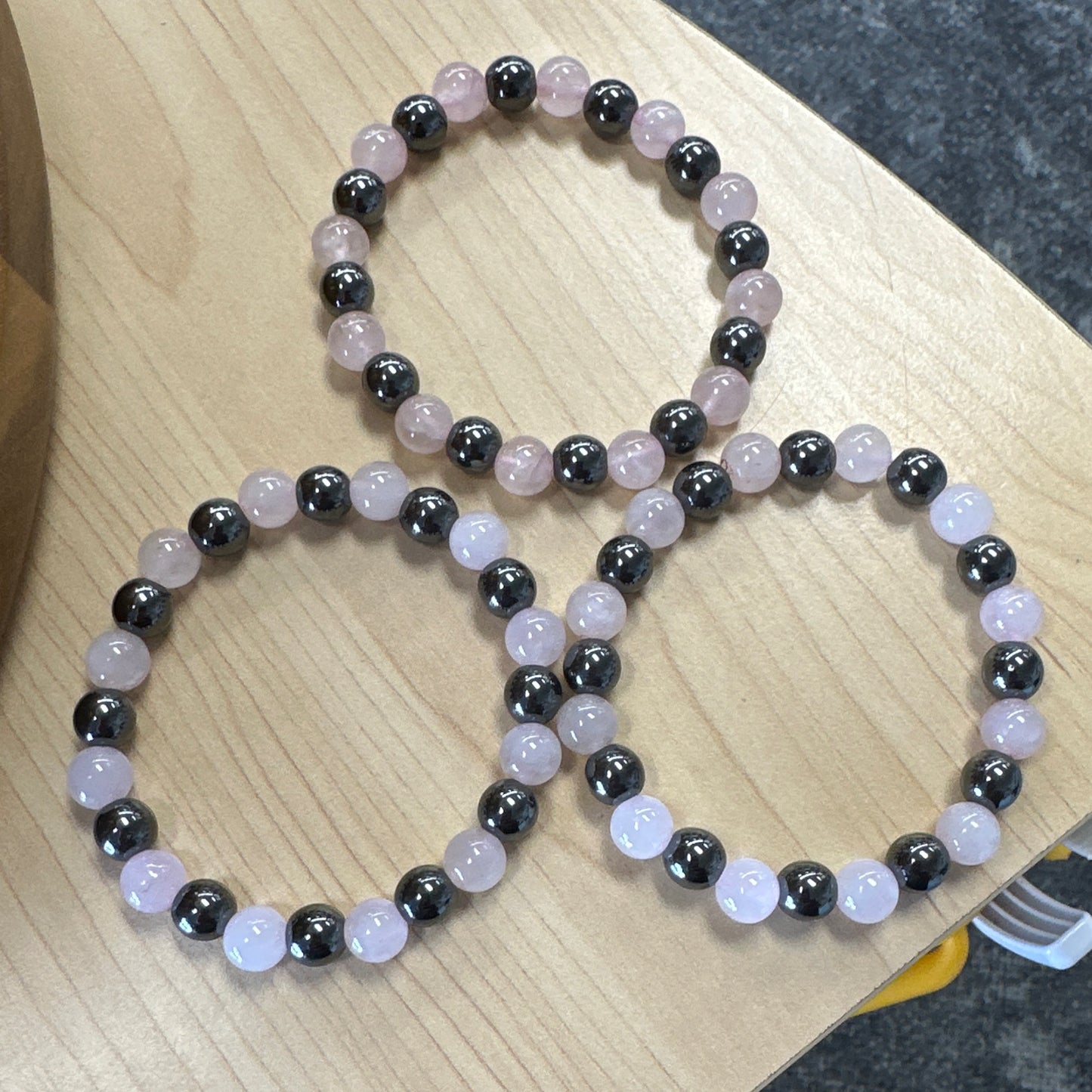 Rose Quartz and Hematite Bracelet (A)