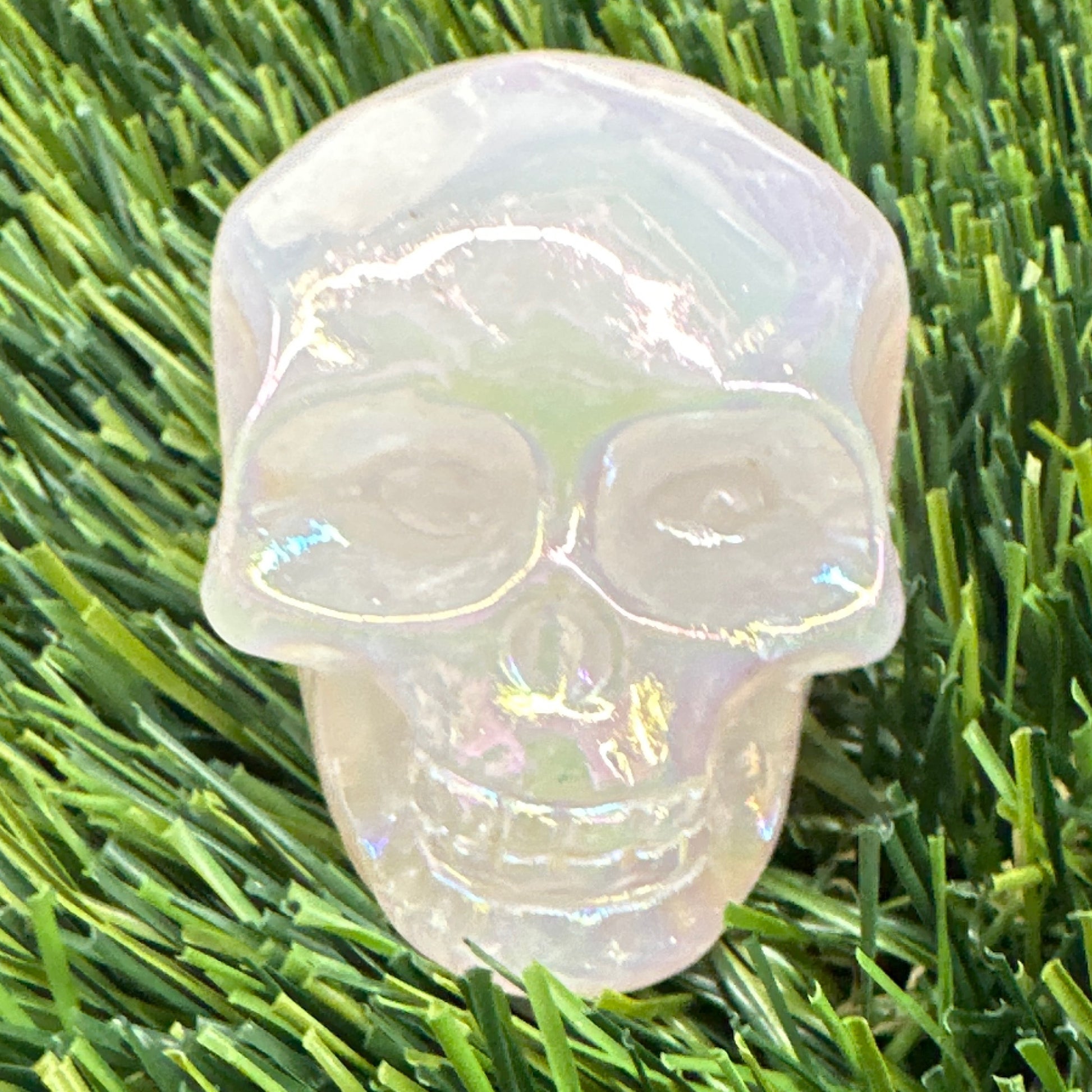 Rose Aura Quartz Skull