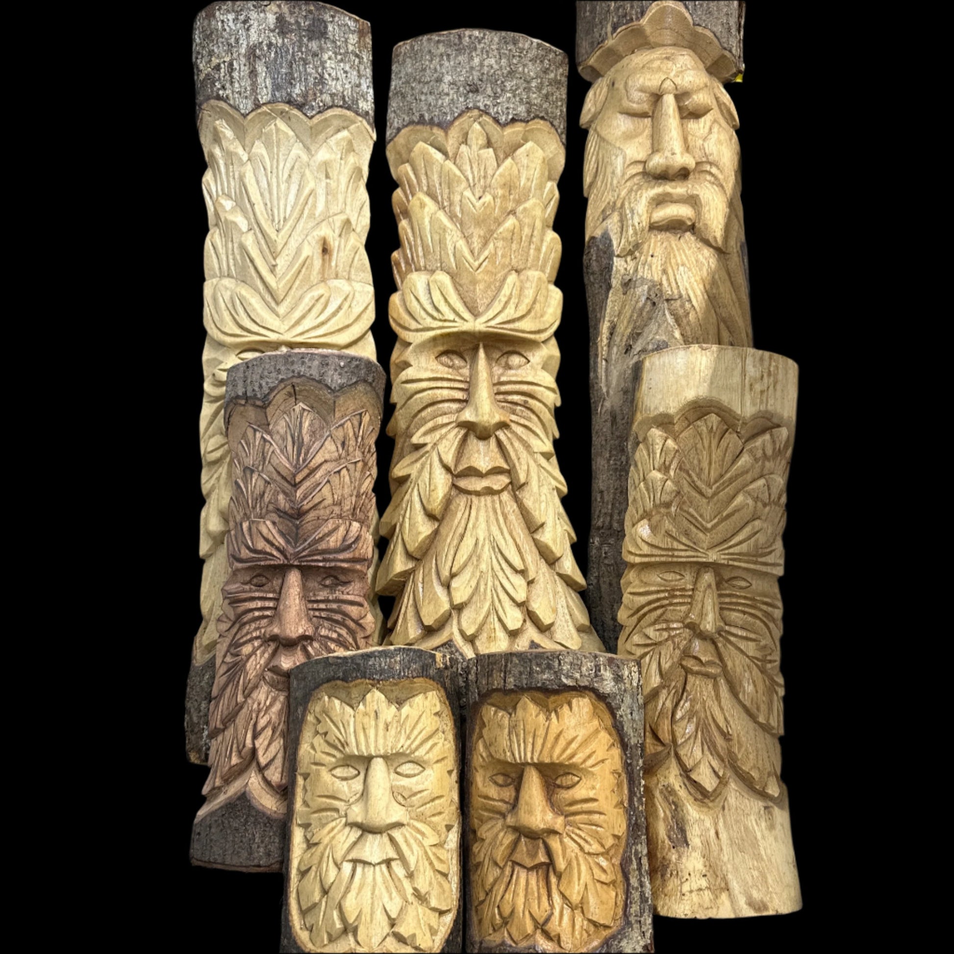 Green Man Log Carving