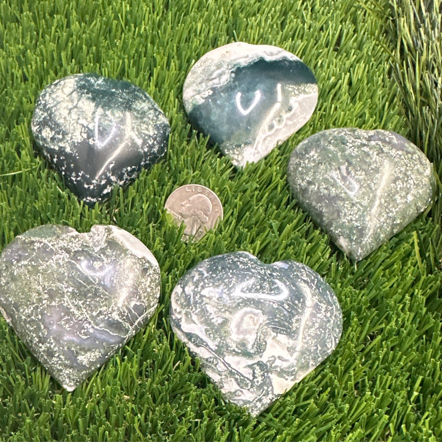 Moss Agate Hearts