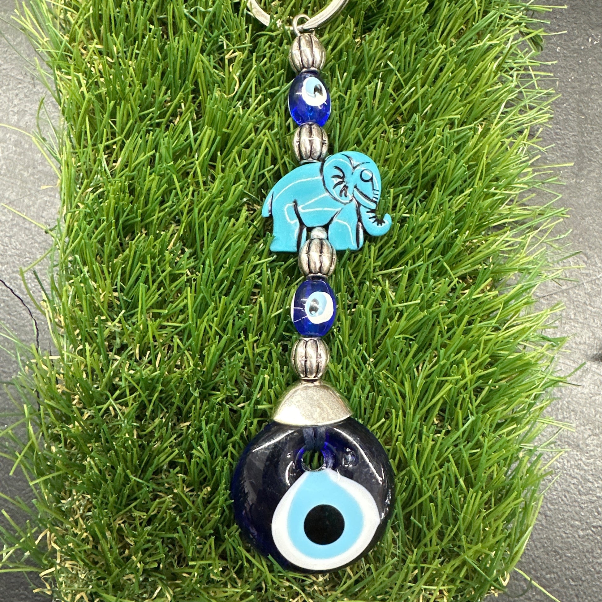 Elephant Evil Eye Keychain