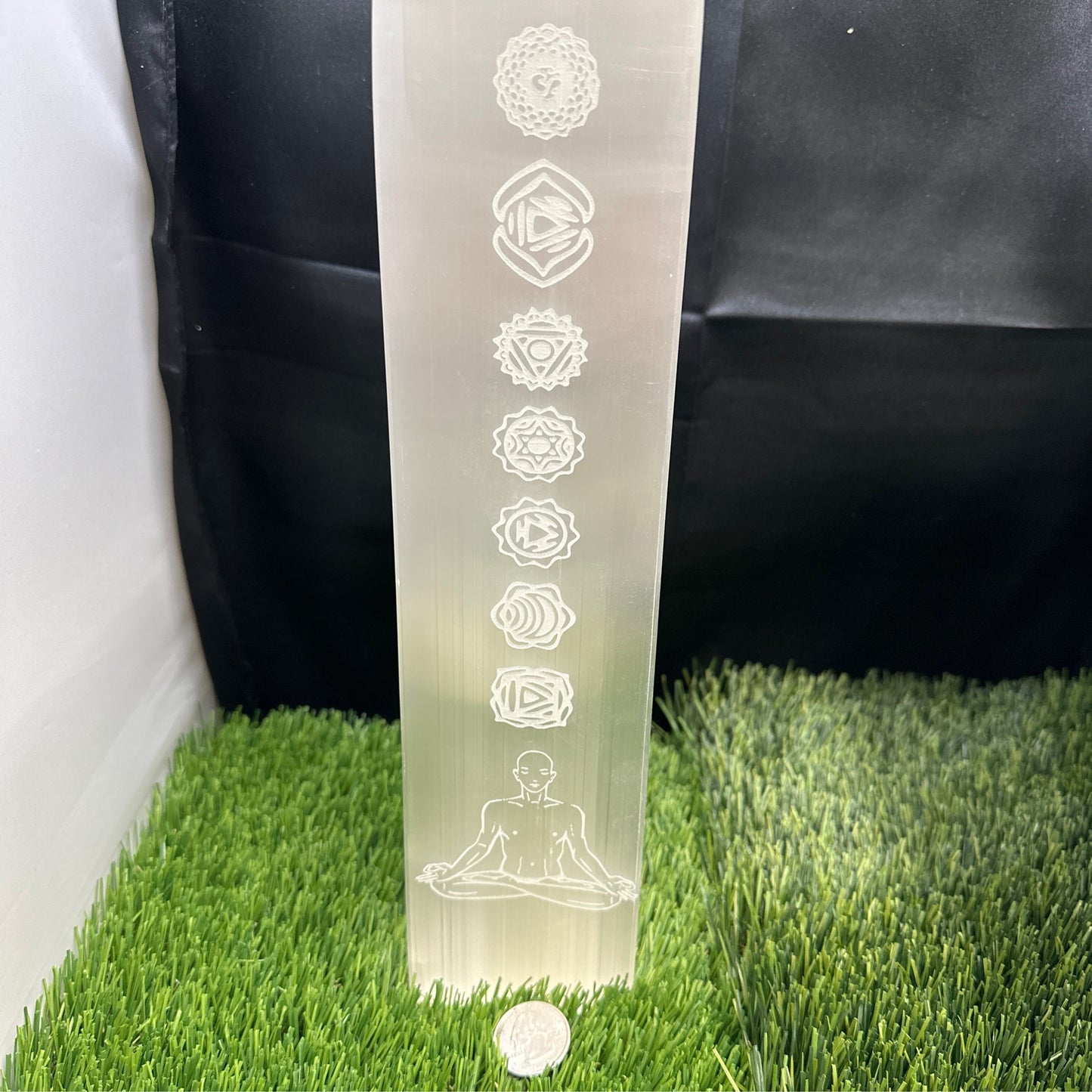 Chakra Engraved Selenite Lamp 30cm