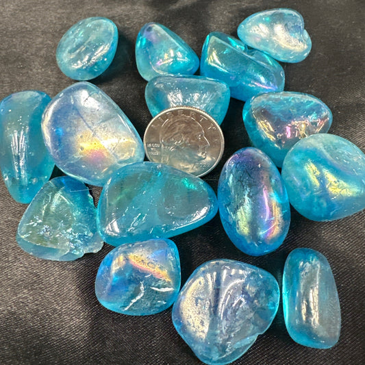 Aqua Aura Quartz Tumbled