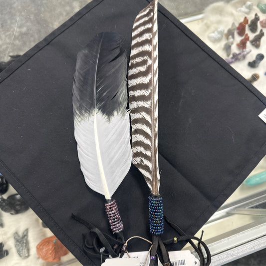 Beaded Feather Fan