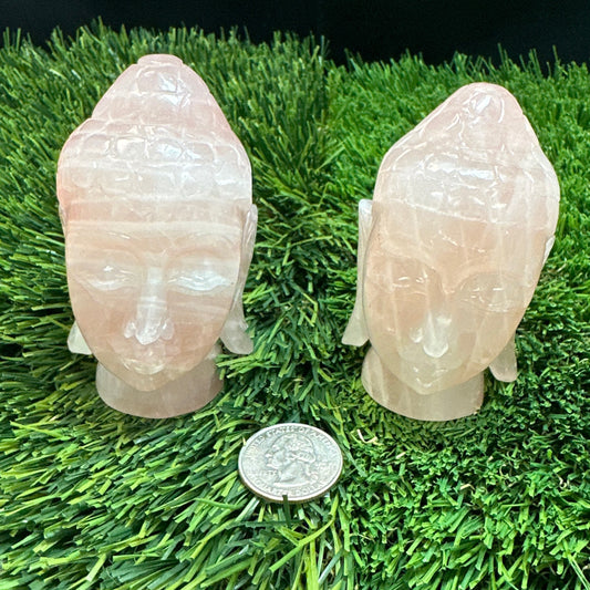 Buddha Head Rose Quartz Carving