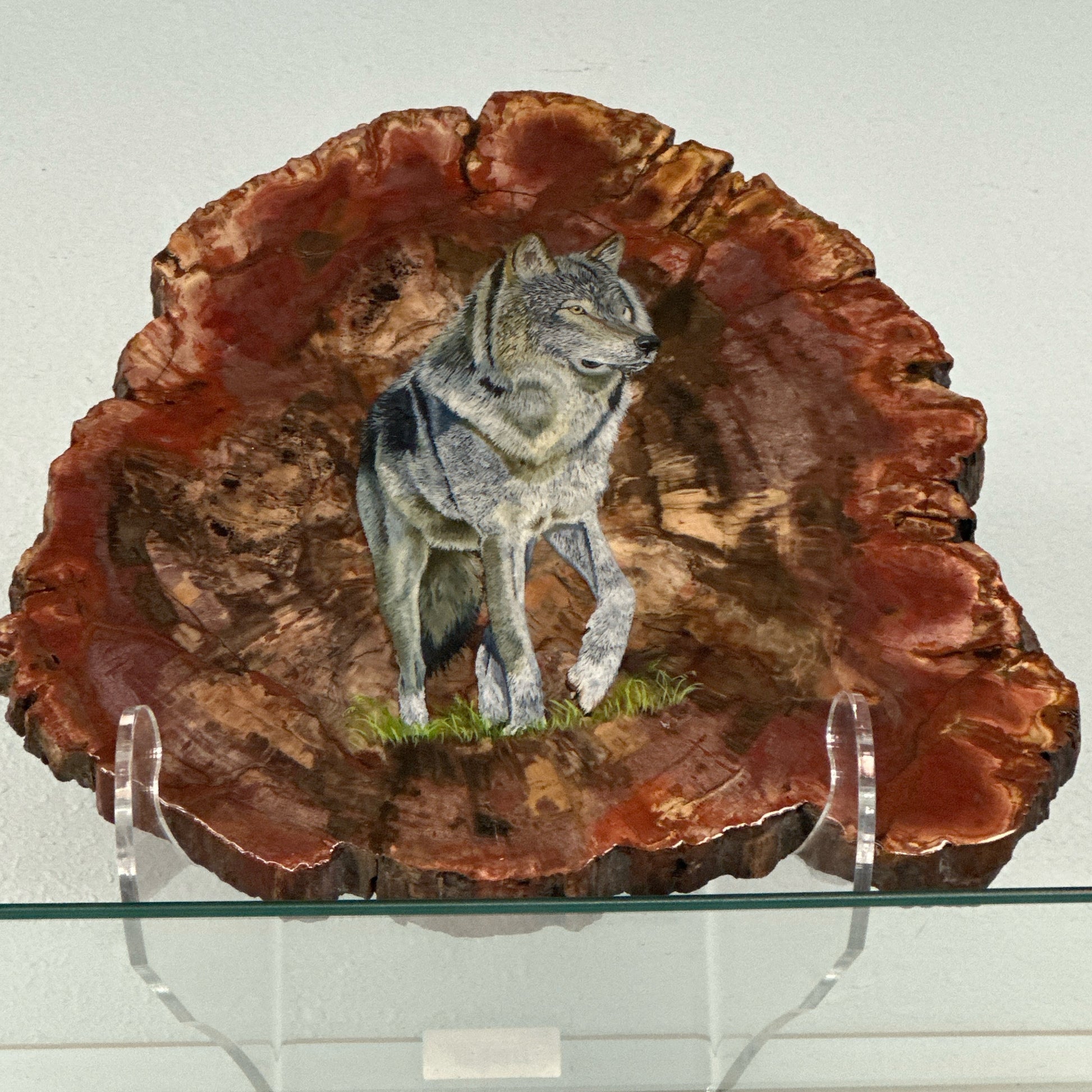 Hand Painted Petrified Wood Slab