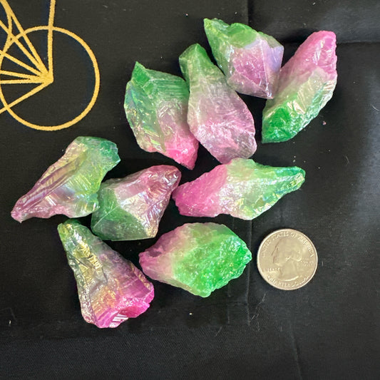 Watermelon Aura Quartz Rough