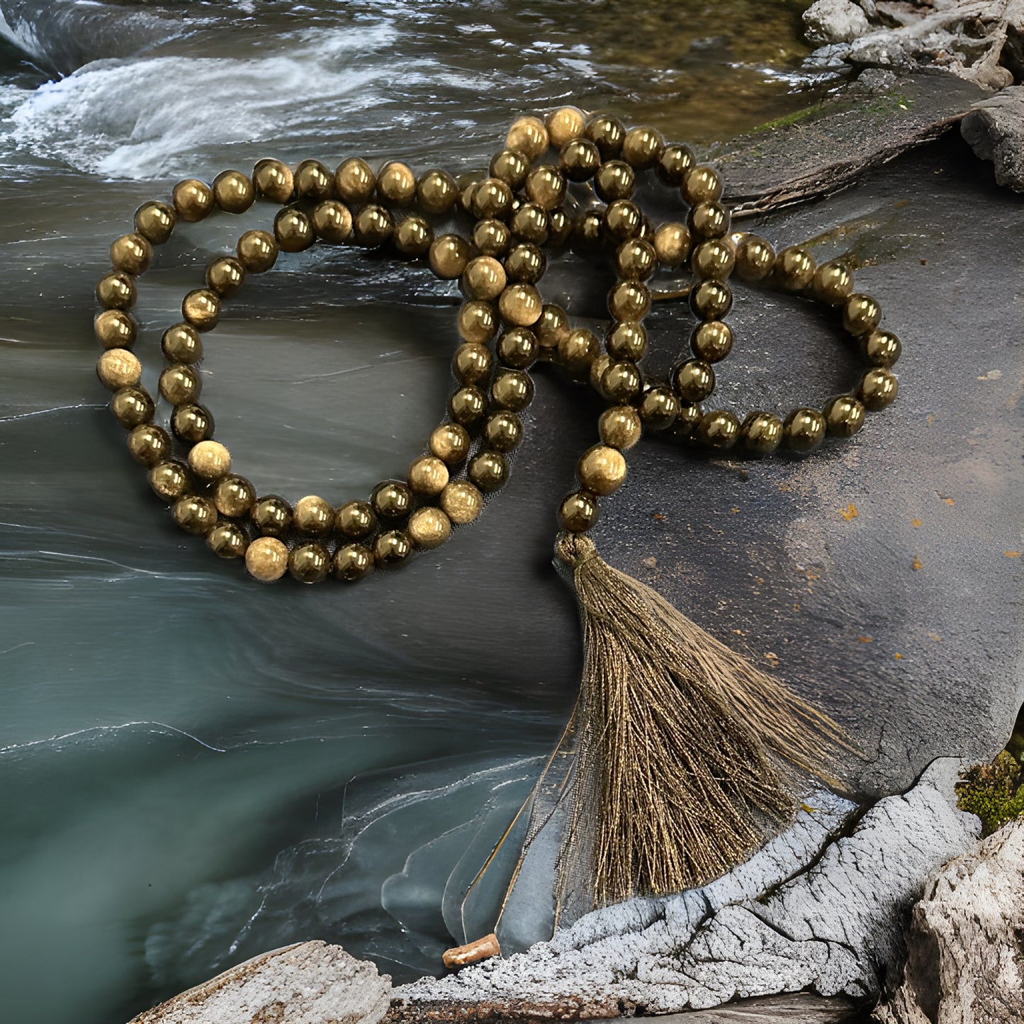 Silver Sheen Obsidian Mala