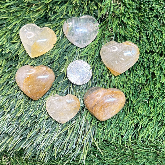 Golden Healer Quartz Hearts